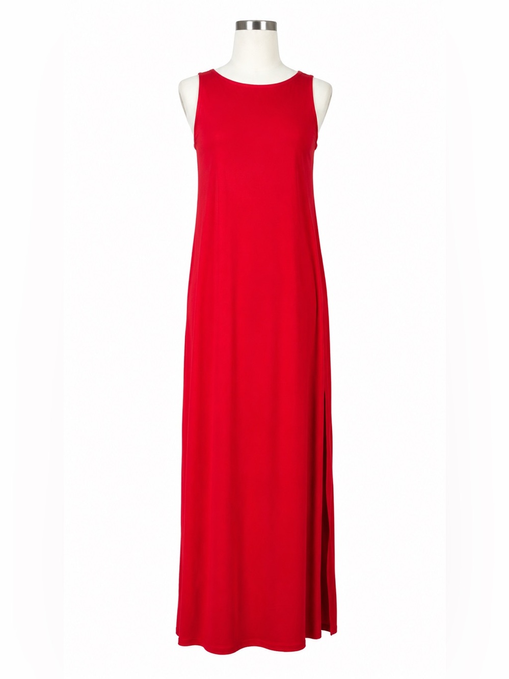 Banana Republic Red Maxi Dress Size 8 Side Slit Sleeveless Side Zip